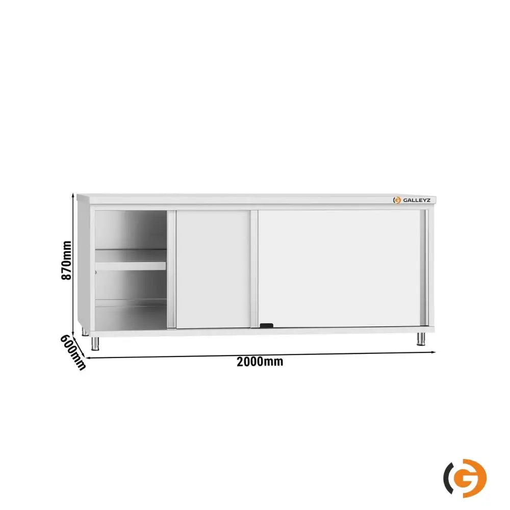 Paslanmaz Çelik Dolaplı Çalışma Tezgahı ECO – 2000x600 mm – Sürgü Kapılı