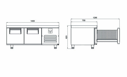 Under-Cook Refrigerator - 2 Doors - UTS 190 CR