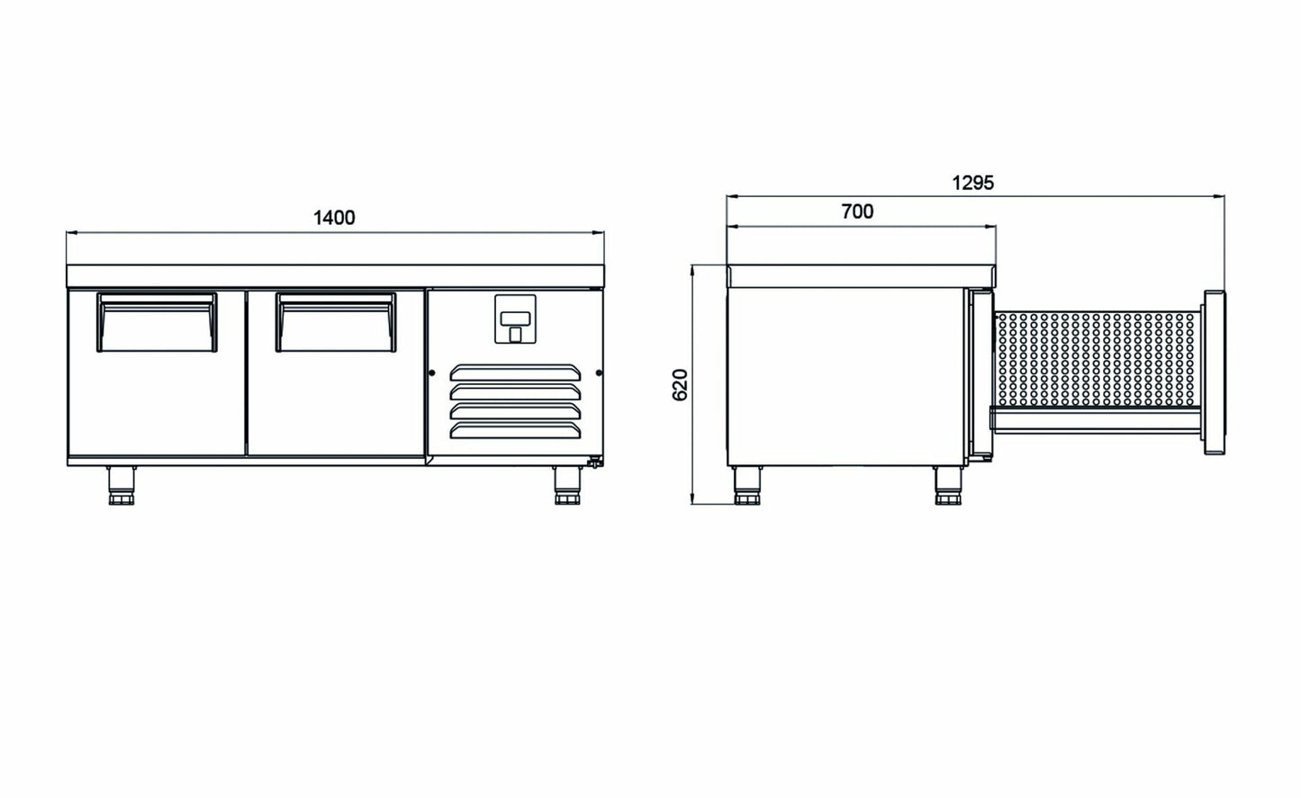 Under Cooker Refrigerator - 2 Doors - UTS 190 N