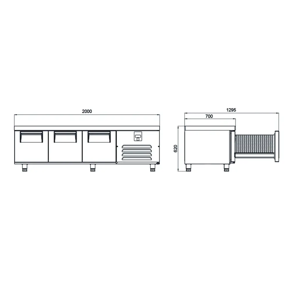 Pişirici Altı Buzdolabı - 3 Kapılı-UTS 280 N CR