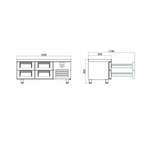 Pişirici Altı Dondurucu - 4 Çekmeceli - 140x70x60 Cm