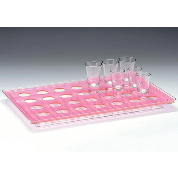 Zicco ZCP-678 Polikarbon Tepsili Shot Servis Standı, 28'li, 44x28 cm, Pembe