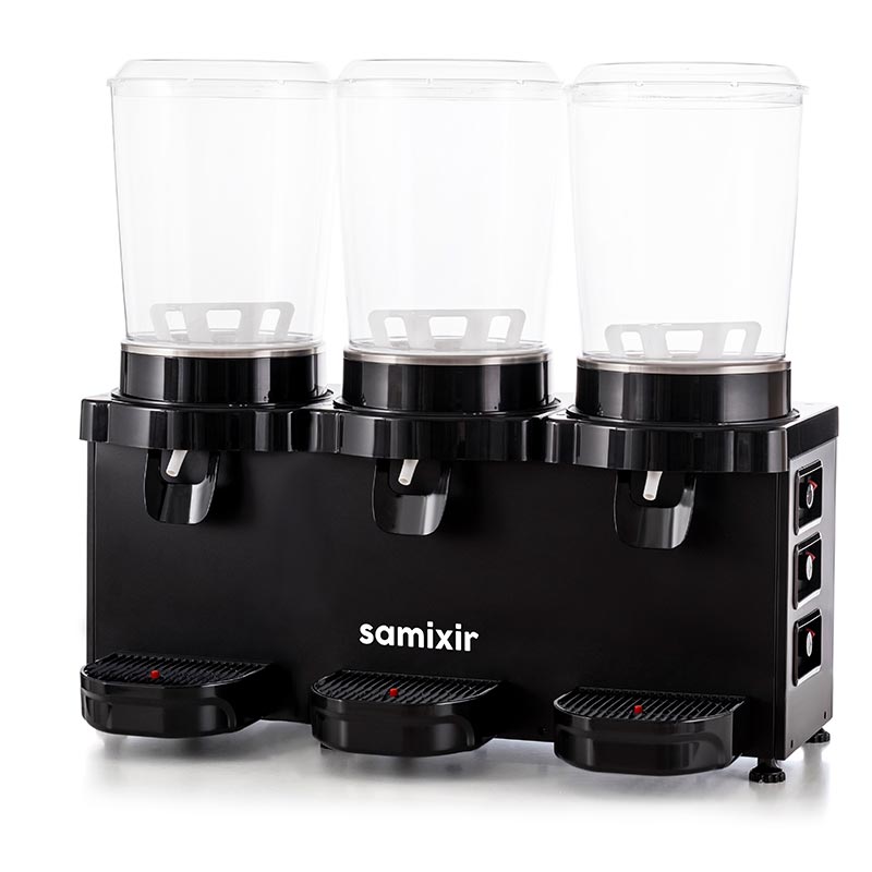 Samixir MMM30 Panaromik Triple Soğuk İçecek Dispenseri, 10 L+10 L+10 L, Siyah