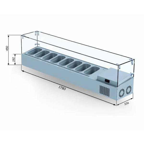 Iceinox Set Üstü Saladbar - Cam Kapak - VTP 200 PL