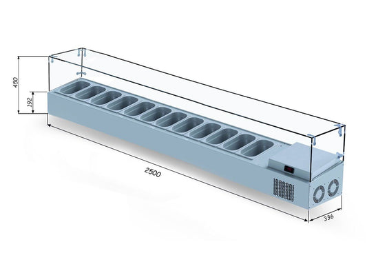 Countertop Saladbar - Glass Lid - VTP 250 GL Tub