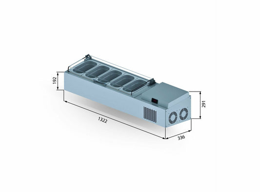 Counter Top Saladbar - Plexiglass Cover - VTP 132 PL - GN 1/4-150 Container 