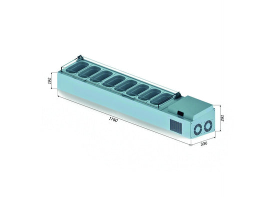 Counter Top Saladbar - Plexiglass Cover - 178 GL- GN 1/4-150 Container 