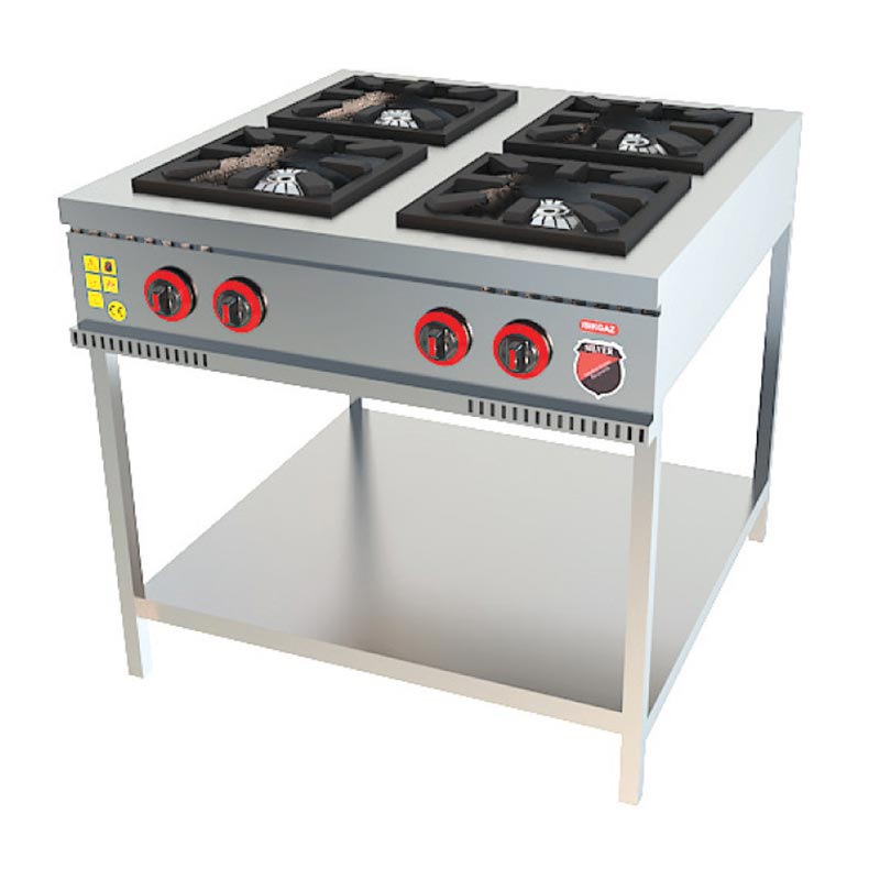 SilverInox TB-4 Taban Raflı Midi Ocak, 4 Gözlü, Doğalgazlı