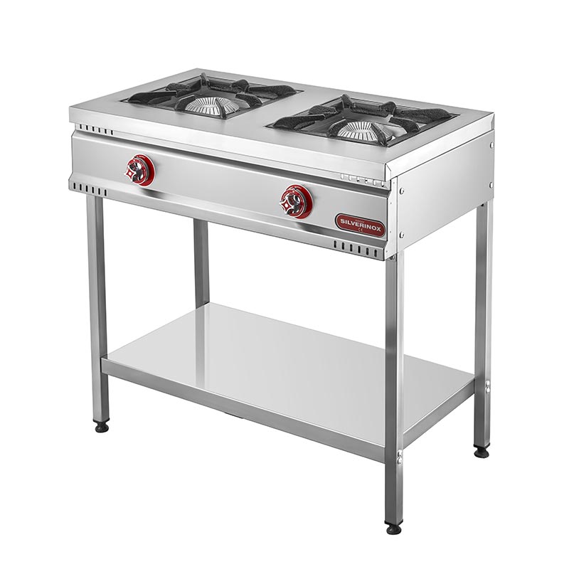 SilverInox TBY-2D Taban Raflı 2 Gözlü Midi Ocak, 90x60x85 cm, Doğalgazlı