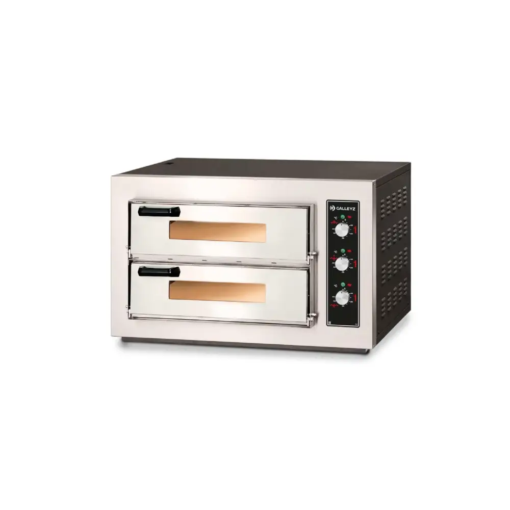 Çift Katlı Elektrikli Pizza Fırını 4 + 4 x Ø25 Cm Kapasiteli