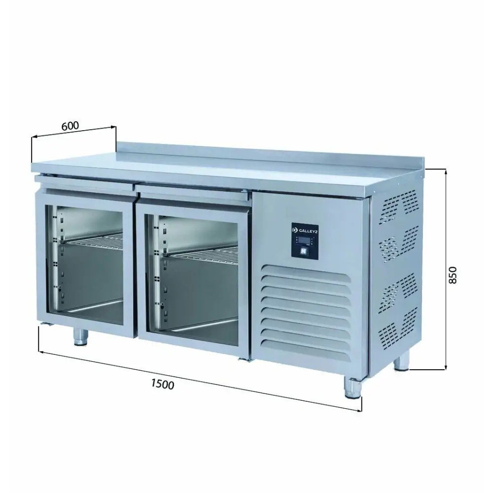 Tezgah Tip Buzdolabı - 2 Cam Kapılı - 150x60x85 Cm