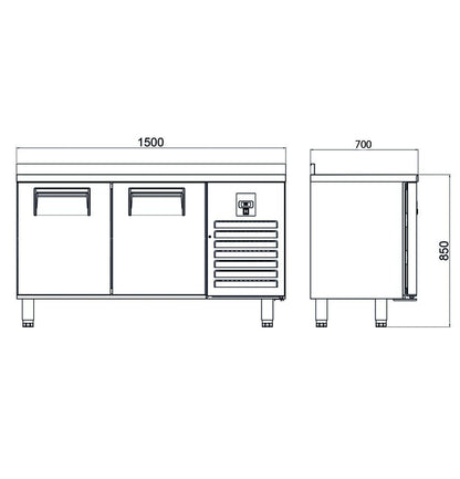 Counter Type Snack Refrigerator - 2 Doors - CTS 275 CR 