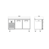 Iceinox Tezgah Tip Buzdolabı - 2 Kapılı - Sol Evye & Motor - 150x70x85 Cm