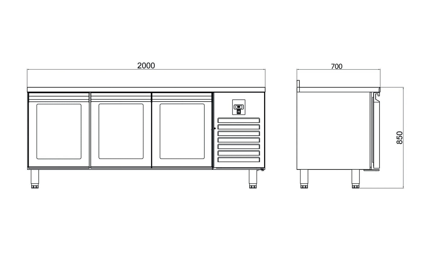 Counter Type GN Refrigerators - 3 Glass Doors - CTS 515-UG