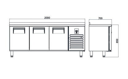 Counter Type Refrigerator-3 Doors-CTS-T 600