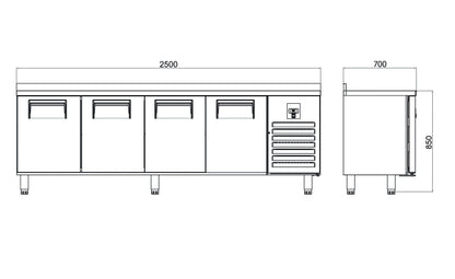 Counter Type GN Refrigerators - 4 Doors - CTS 650 