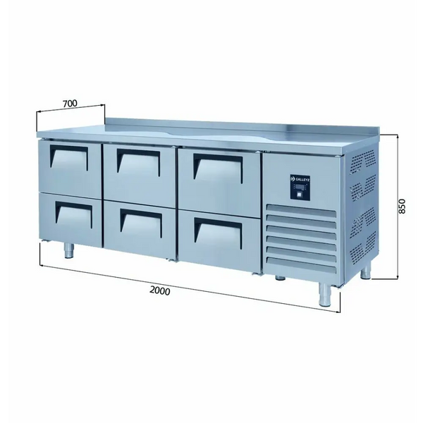 Iceinox Tezgah Tip Buzdolabı GN - 6 Çekmeceli - CTS 515 CR 2DX3