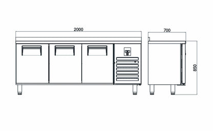 Counter Type Snack Refrigerators - 3 Doors - CTS 440 CR