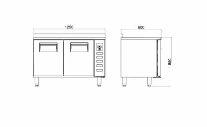 Counter Type Slim Refrigerator - 2 Doors - 125x60x85 Cm