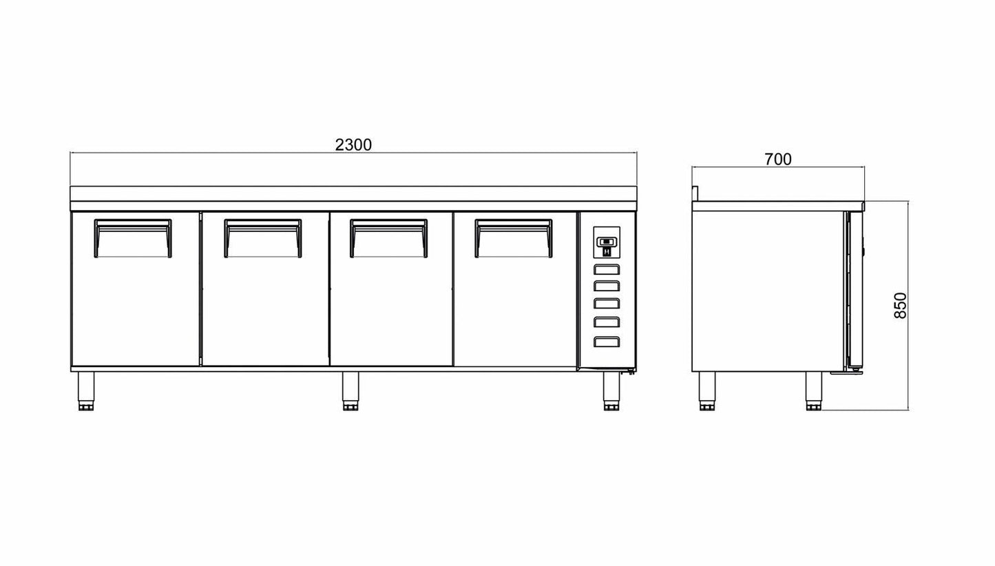 Counter Type Slim Refrigerator - 4 Doors - 230x70x85 Cm