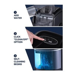 Vosco VSCB-12B Hazneli, Ev Tipi Buz Makinesi, 12 kg/gün Kapasiteli, Siyah