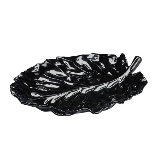 Zicco K-2800 Yaprak Model Melamin Teşhir Tabağı, 43x34 cm, Siyah