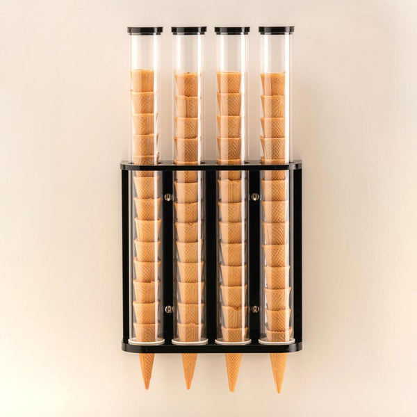 Zicco ZCP-801 Polikarbonat Dondurma Külah Standı, 4'lü, Akrilik Standlı, 10x32x57 cm