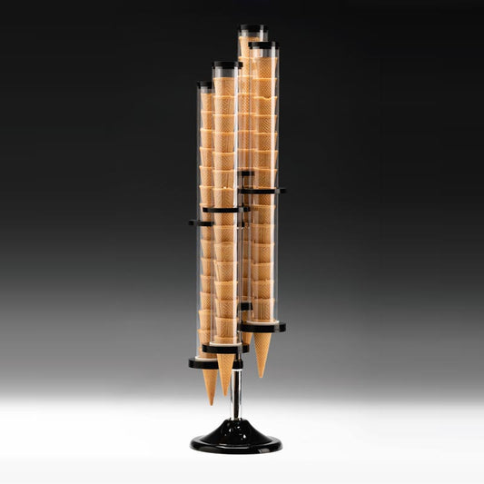 Zicco ZCP-800 Polikarbonat Dondurma Külah Standı, 4'lü, Akrilik Standlı, 19x86 cm