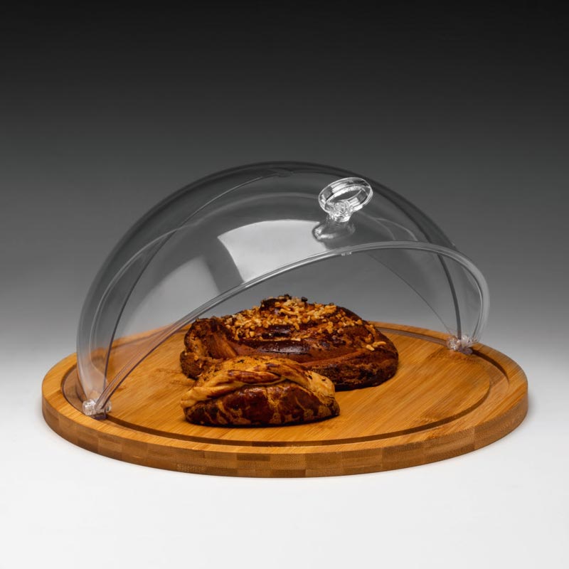 Zicco ZCP-827 Polikarbonat Bambu Altlı Rolltop Kapaklı Fanus, 36x19 cm