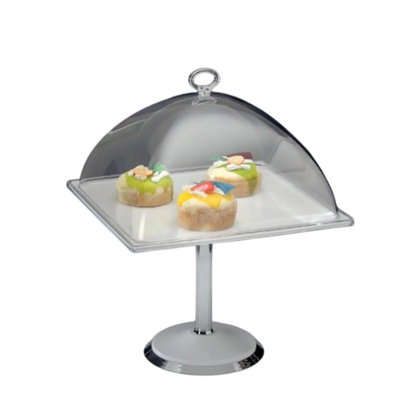 Zicco ZCP-669 Polikarbon Kapaklı Melamin Altlı Fanus Teşhir Standı, 30x30 cm, Beyaz